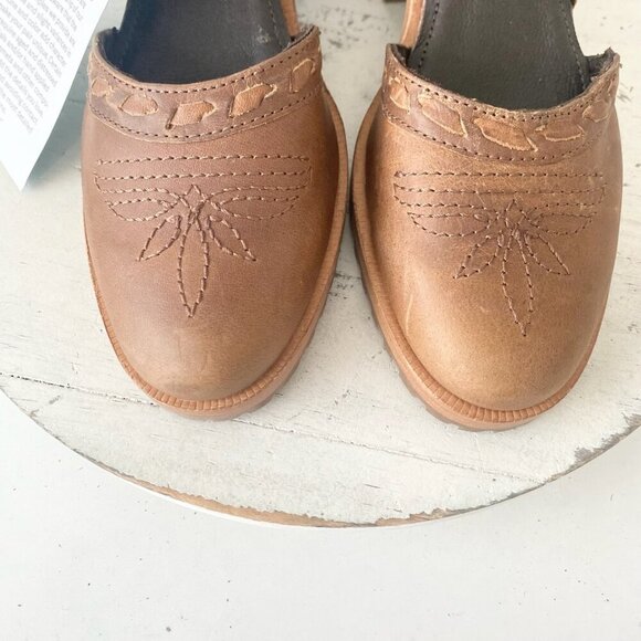 Lane Boots Womens Western Heels 7 Brown Casual Sandals Cowgirl Leather Buckle - Picture 6 of 10